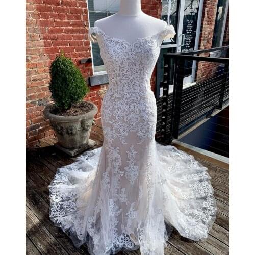 Lace Bridal Wedding Dress 2021 Mermaid vestidos de novia Off the Shoulder Chapel Train Designer robe de soirée de mariage