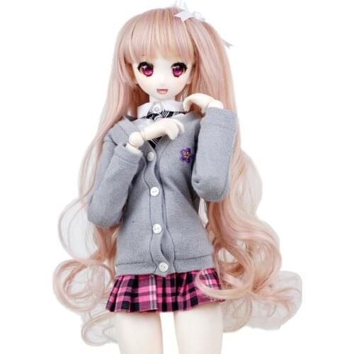 1/3 BJD Wig Pullip Dal DD SD LUT Dollfie Doll Wig High Temperature Hair 8-9 inch Long Pink Wave Wig