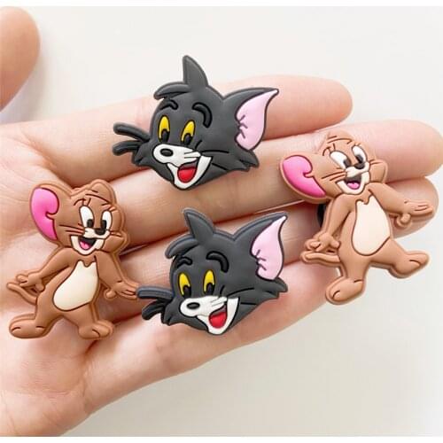 1pcs PVC Cartoon Cat Shoe Charms Accessories Mouse Shoe Buckle Decorations Shoe Ormaments fit Croc JIBZ Party Kids Gifts