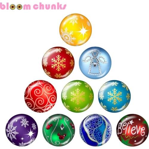 Christmas 10pcs mixed 12mm/18mm/20mm/25mm Round photo glass cabochon jewelry flat back Making findings S5044