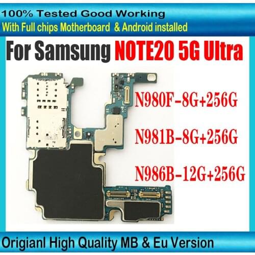 256GB For Samsung Galaxy NOTE 20 5G Ultra N980F N981B N986B N986U N981U Motherboard Full Chips Logic Board Eu Version