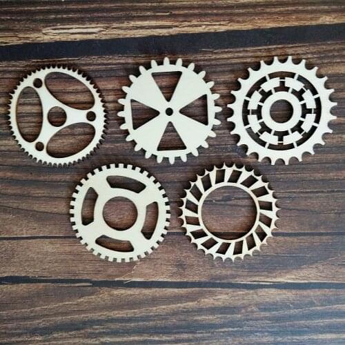 50pcs 6cm 8cm 10cm Laser Cut Wooden Gears DIY Craft Tag Decoration Gift Decoupage Embellishments Scrapbooking Steampunk Cogs