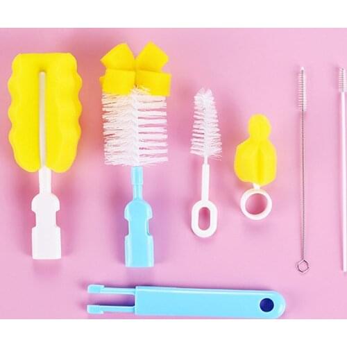 6Pcs/Set Baby Supplies High Density Sponge 360° Cleaning Tools Nipple Bottle Brush Sponge Cleaner Pacifier Bottle Brush
