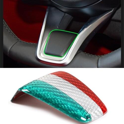 3Colors Real Carbon Fiber Steering Wheel Cover Decorative Trim Fit for Alfa Romeo Giulia Stelvio 2020 2021 Car Accessories