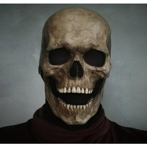 Halloween Decorations for Home Movable Jaw Full Head Skull Mask Cosplay Horror Helmet Creative Scary Masks for Haunted House