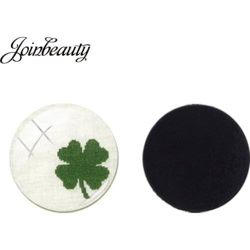 JOINBEAUTY Four-leaf clover refrigerator magnets Green Plants Glass Cabochon Fridge Magnet Fridge Magnet Jewelry Findings
