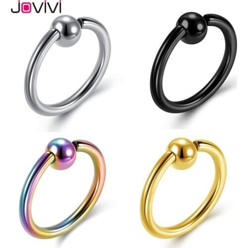 Jovivi Stainless Steel 0G 8mm Captive Beads Ring CBR Helix Cartilage Stud Lip Eyebrow Tongue Fake Nose Rings Piercings Jewelry
