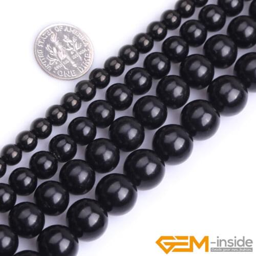 Natural Stone Black Jet Stone Round Bead For Jewelry Making Strand 15" DIY Bracelet Necklace Jewelry Making Beads 6mm 8mm 10mm