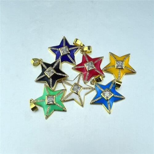 2021 new cubic zirconia micro inlaid pentagonal hexagonal Star Necklace DIY accessories semi-finished jewelry wholesale