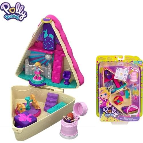 Original Polly Pocket Treasure Box Kids Toys Polly Surprise Accessories Girls Dolls Toy for Children Mini Scene House Set Gifts
