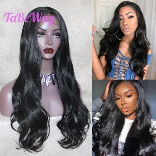TaBeWay 13x6 Black Lace Front Wig Long Hair Body Wave Heat Resistant Glueless Synthetic lace front wigs for Black Women
