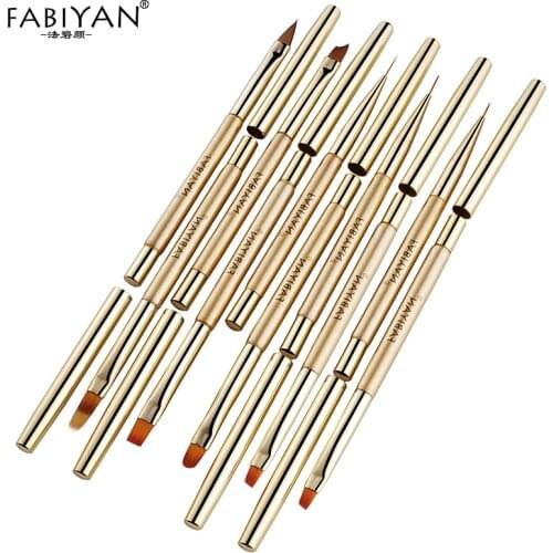 Flat Round Extension Pen 9 Styles Gradient Flower 3D Painting Crystal Carving Manicure Tool Stripe Lines Liner Nail Art Brush