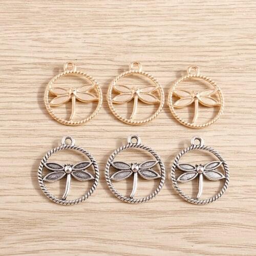 20pcs 20*23mm Alloy Hollow Circle Dragonfly Charms Pendants for Necklaces Bracelets Jewelry Finding Making DIY Handmade Craft