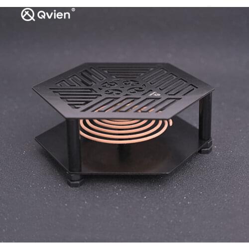 Qvien Outdoor Camping Hollow Sandalwood Plate Portable FireProof Home Mosquito Scent Bracket Vintage Camping Pan Incense Furnace