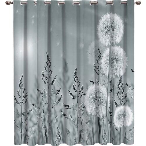 Plant Grey Dandelion Window Treatments Curtains Valance Window Curtains Dark Living Room Kitchen Bedroom Indoor Drapes