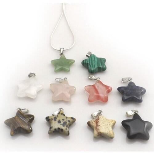 Mixed Lot Natural Stone Star Shape Pendant Silver Color Chain Chokers For Women 12pcs/lot