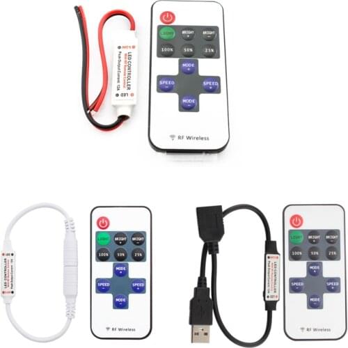 RF 11Key Mini USB Remote Controller DC 5 24V Led Strip Controller RF Wireless Remote Dimmer For 5050 2835 Single Color LED Strip