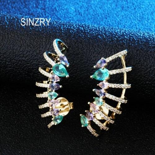 SINZRY NEW 2020 colorful cubic zironia otica earrings female brilliant party CZ stud earring for women