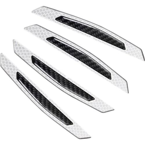4Pcs Carbon Fiber Reflective Car Door Anti-Scratch Protection Bumper Strip Decor Car Replacement Accessories