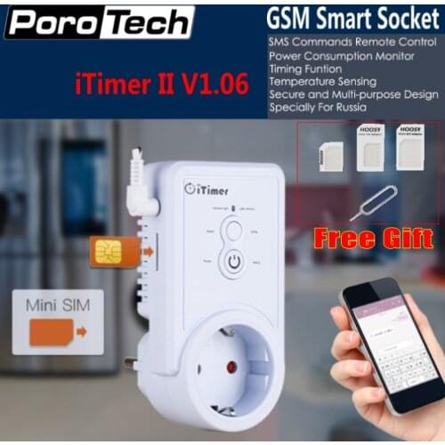 Russian/English SMS Command Control GSM Smart Power Plug Socket Switch Outlet with Temperature sensor USB Output Sim Card Slot