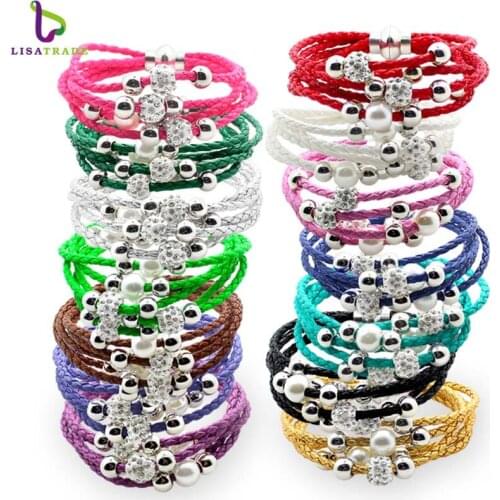 12PCS Vintage Crystal Bracelets Bangles Multilayer steampunk Wristband Womens Fashion Charm Bracelet Jewelry LSBS15