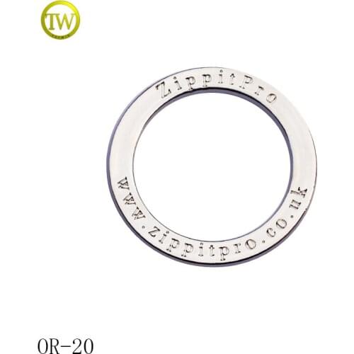 Custom logo nickle color metal D ring buckle flat o ring for bag accessories 3cm
