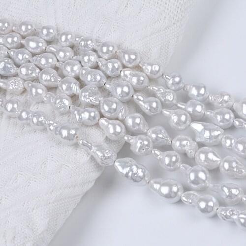10-13mm White Electroplate Edison Pearl Strand Loose Freshwater Pearl Beads With Small Tail For Jewelry Making