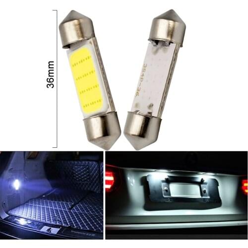 1x C10W C5W LED COB Festoon 36mm 12V White bulbs for cars License plate Interior Reading Light 6500K 12SMD