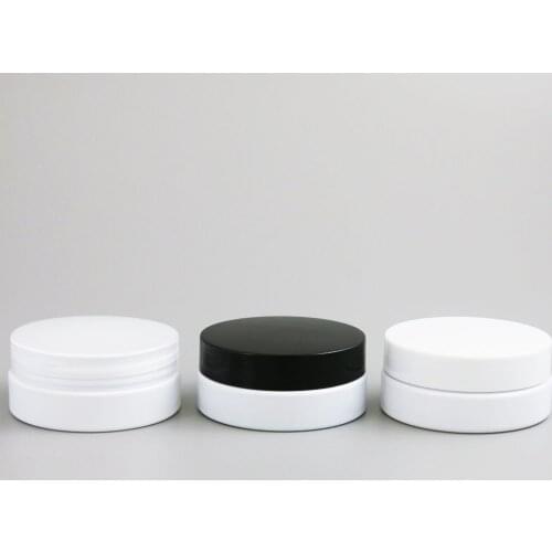 24 x 50g Empty White Cosmetic Cream Containers Cream Jars 50cc 50ml for Cosmetics Packaging Plastic Bottles With Plastic Cap