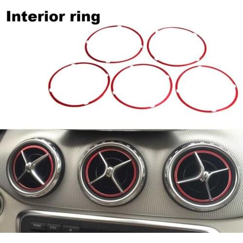 5 pcs Aluminium alloy Air outlet sticker/Instrument panel Air outlet decoration ring Fit for Mercedes Benz A B GLA CLA Class