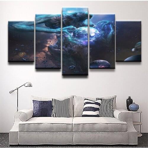 5 Pieces Wall Art Painting Creature Planet Sci Fi Space Home Decor For Living Room Canvas Printed Poster Modern Decor Artwork