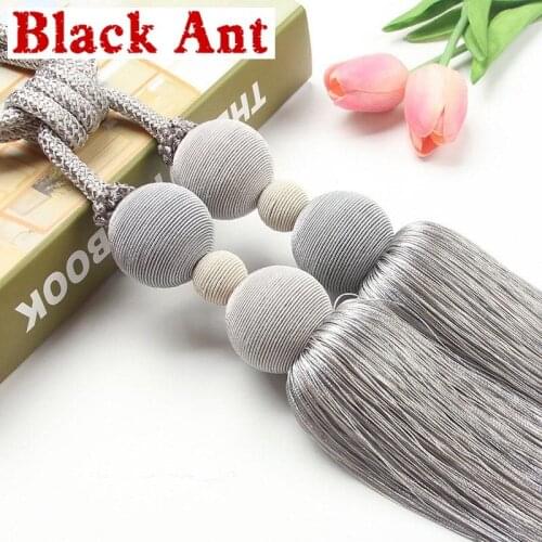 Curtain Tassel Solid Curtain Accessories Gray Straps For Curtain Tieback Holder Bandages Blue Brushes Hanging Ball PC121 #30