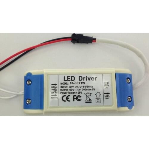 Free shipping Led Power Supply 18-36W DC50- 130V 300Am adapter AC90-277V to Led Driver 50-130v for Led down light
