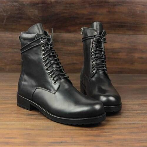 Sipriks Mens Calf Leather Black Zip Boots Winter Keep Warm Wool Boot Italian Handmade Goodyear Welted Shoes Snow Boots Euro 46