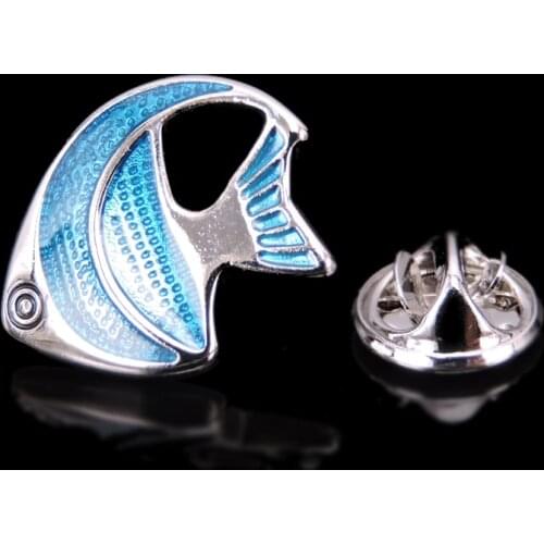 High-quality Brooch Lapel Pin For Successfu Men Pins Blue fish Colored Neckpin Collar Badge Jewelry Broche Clothing accessories