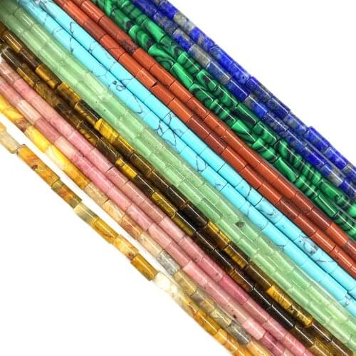 1 Strand Natural Semi-precious Stone Loose Beads Strand Spacer Tube Beads DIY for Making Necklace Bracelet Earrings 2-4mm Size