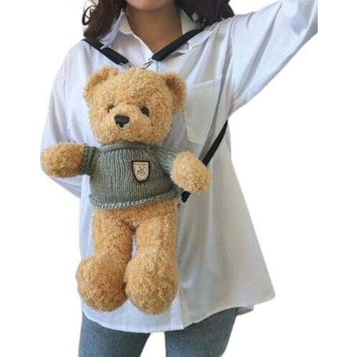 25Cm Children Cute Plush Toy Lovely Cartoon Brown Bear Backpack Bag Schoolbag Girls Boys Kindergarten Birthday Christmas Gift