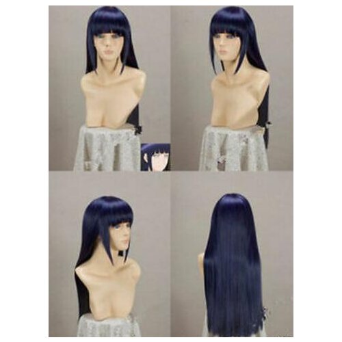 HOT !!!! Narutos Shippuden Hinata Hyuga Blue&Black Mixed Cosplay wig 80cm