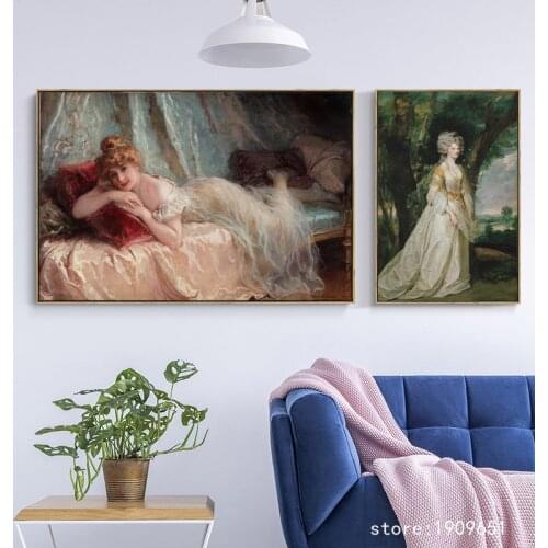Cotton no frame classical palace figures woman beauty canvas printings oil painting printed on cotton art decoration picture