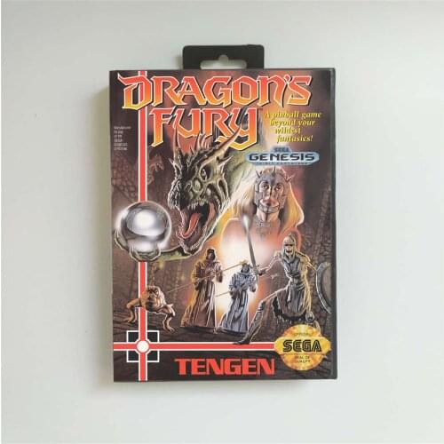 Dragons Fury - USA Cover With Retail Box 16 Bit MD Game Card for Sega Megadrive Genesis Video Game Console