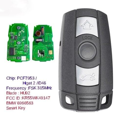 Keyless-Go Full Intelligent Remote Key 315MHz PCF7953 /868MHz PCF7945 Chip for BMW CAS3 3/5 Series X5 2006-2011 KR55WK491