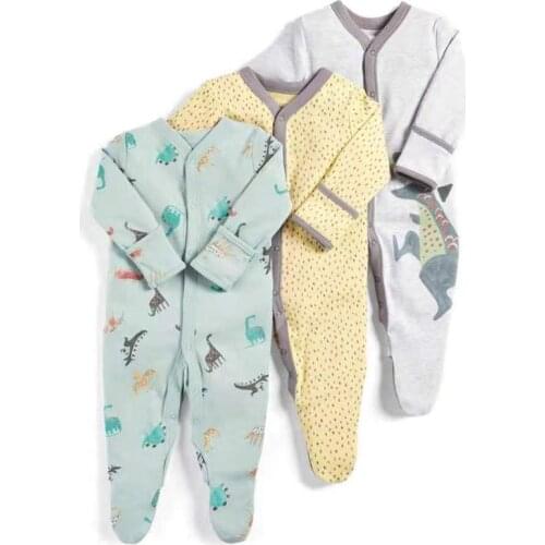 Baby Rompers Footies Autumn Winter 3pcs Sleepsuit Dinosaur NewBorn Baby Clothes Baby Girl Romper Newborn Jumpsuit Pajamas