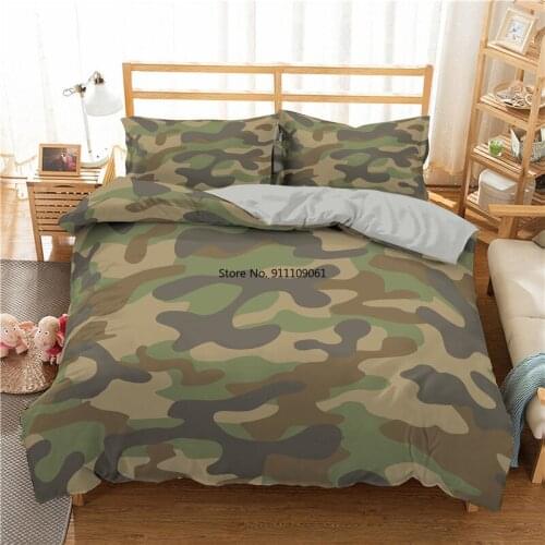 Camouflage 3d Duvet Cover 2/3pc Bedding Set Soft Quilt Cover with Pillowcase for Adults Queen King Size Luxury Home Textile