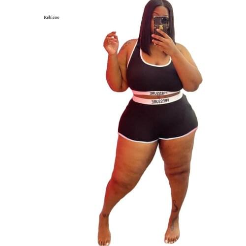 Two Piece Plus Size Sets Women Clothing Wholesale Sexy Shorts Sets Fashion Vest Short Leggings Casual Jogging Suits