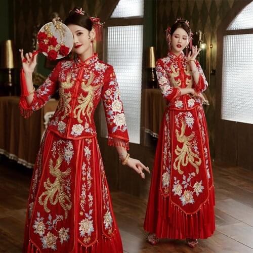 Red Chinese style wedding married dress High Quality Embroid loading men and women Traditional Hanfu Embroidery ancient costume