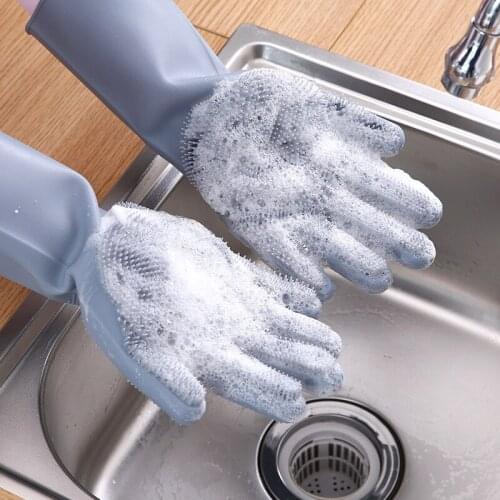 Kitchen Silicone Cleaning Gloves,Magic Silicone Dish Washing Gloves,Silicone Scrubber Rubber Dishwashing Gloves For Household
