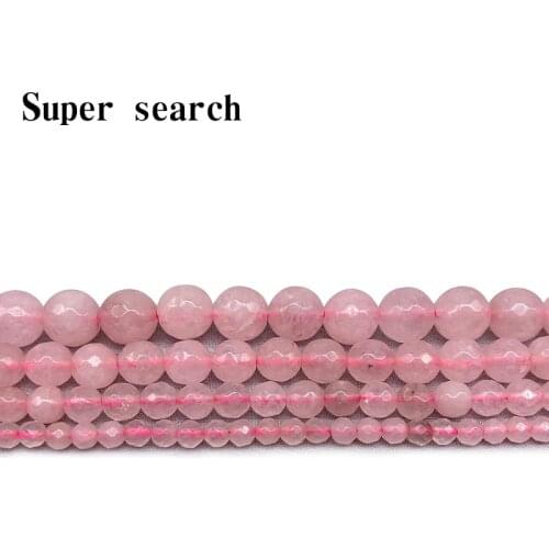 Natural Rock Crystal Faceted Rose Pink Quartz Loose Beads4 6 8 10MM Diy Stone Beads Handmade For Jewelry Making