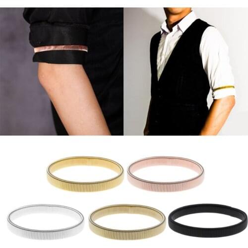 Arm Warmer Shirt Sleeve Holder Metal Anti-Slip Elastic Bracelets Stretch Armband