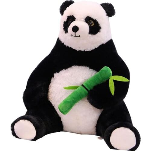 Cute black and white panda doll plush toy hug bamboo leaf national treasure doll children birthday gift