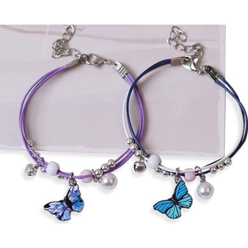 Cute Butterfly Pendant Bracelet Metal Drip Glaze Pendant Charms Gift Bracelets Bangles For Women Girl Children